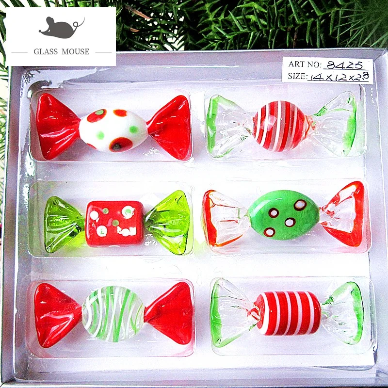 6 шт. фигурки винтажное украшение подарки поделки красочное муранское стекло