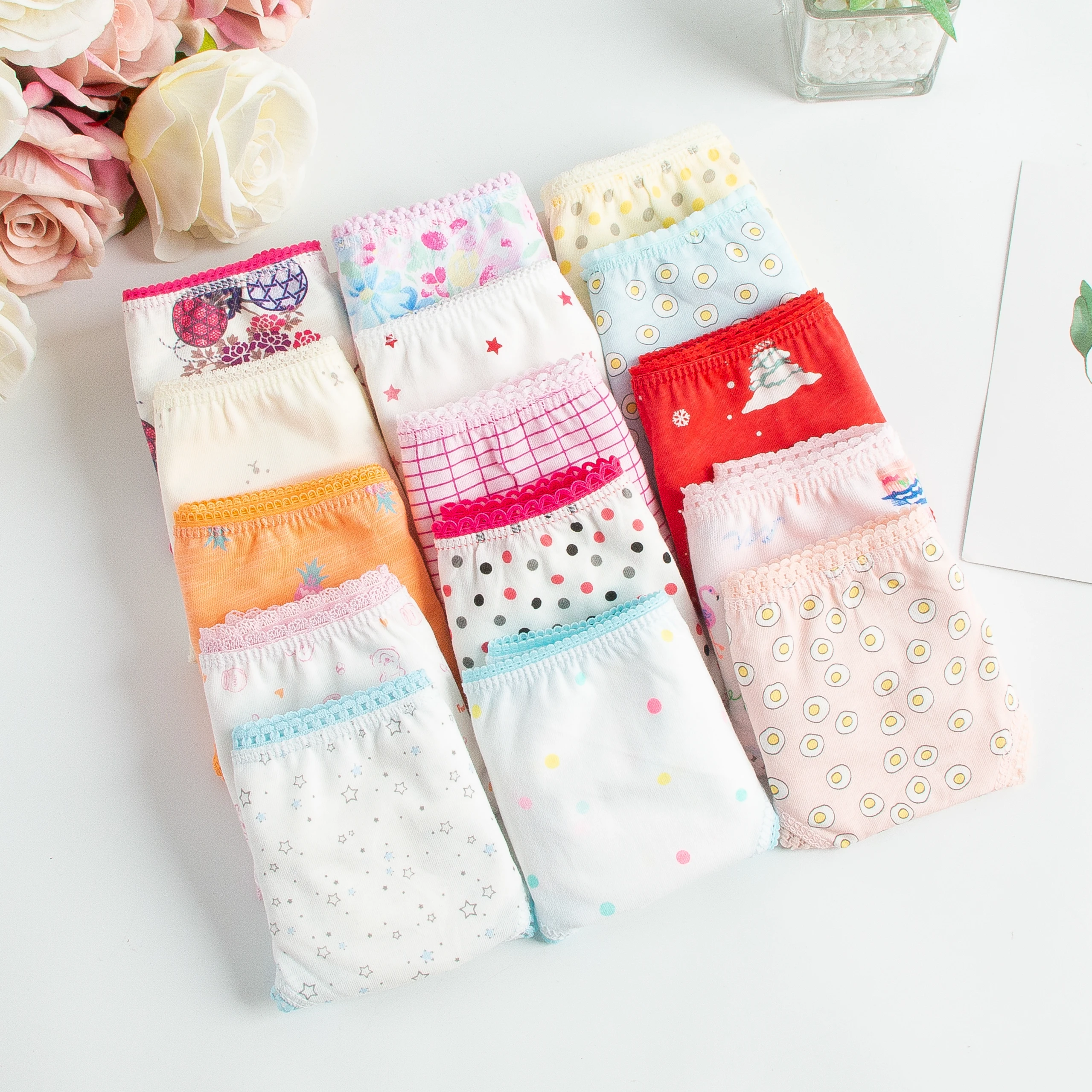 24 шт./лот трусы для девочек нижнее белье трусики цветные детские хлопковые детей 2
