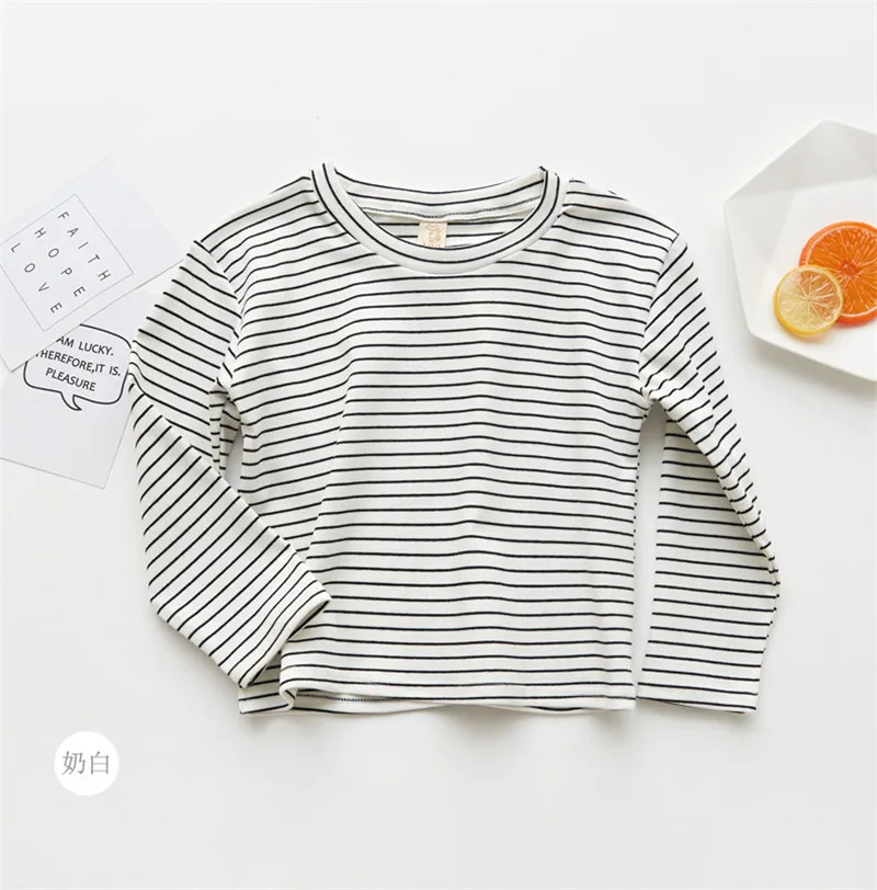 

Kids Clothing T shirts stripe Girls Boys Cotton Children shirt Baby Toddler Tops Cartoon Full Long Sleeves Clothes