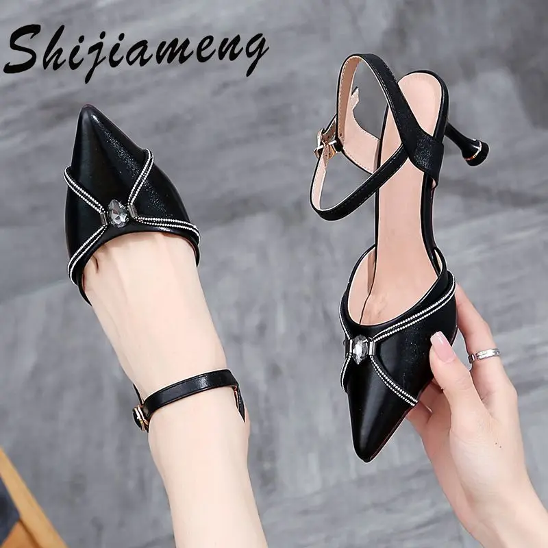 

Женские кожаные босоножки с пряжкой, модная обувь в Корейском стиле, лето 2021