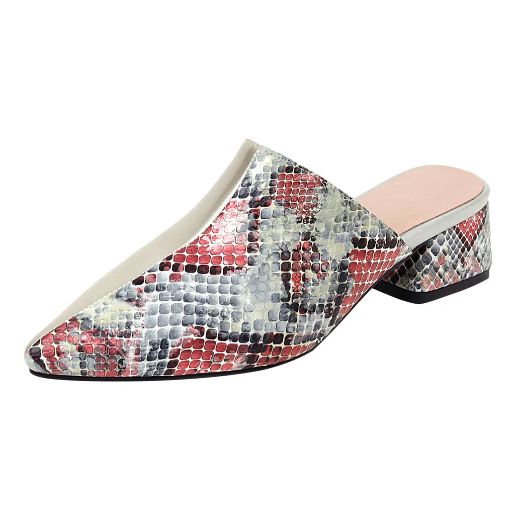 

Summer Slippers For Womens Snake Print Flat Slip-on Pointed Toe Non-slip Casual Shoe Sandals Slipper Female+shoes Scarpe #20