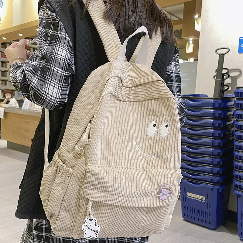 

Женский рюкзак, Вельветовая сумка для ноутбука, рюкзак в студенческом стиле для девочек, зеленая женская школьная сумка, большой вместитель...