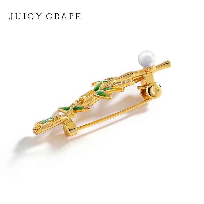 

JUICY GRAPE Hand-Made Enamel Bamboo Brooch Women High-End Fashion Brooch Pin Cardigan Temperament Suit Accessories