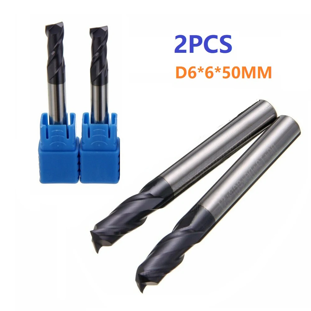 

2pcs Solid Carbide Solid Carbide End Mill End Mill CNC 2 Flute Slot Bit Hot