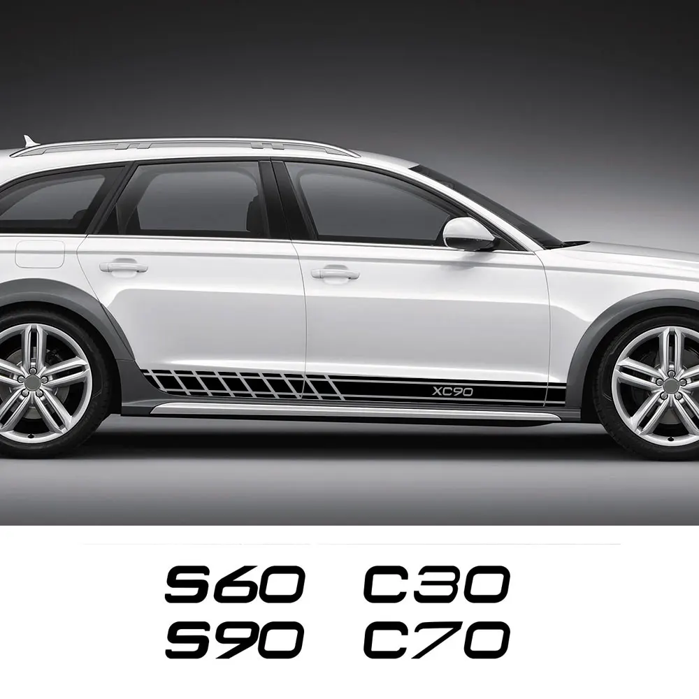 

For Volvo S60 XC90 V40 V50 V60 S90 V90 XC60 XC40 AWD T6 C30 C70 S40 S80 V70 XC70 Car Door Side Stripes Stickers Auto Accessories