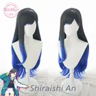 Anihutshiraishi, черно-синий смешанный парик для косплея 80 см, проект SEKAI, красочная сцена! Кудрявые термостойкие синтетические волосы для косплея