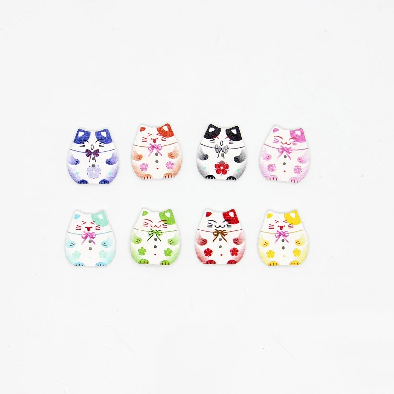 10 шт. деревянные пуговицы для скрапбукинга Lucky Cat с 2 отверстиями поделки детей