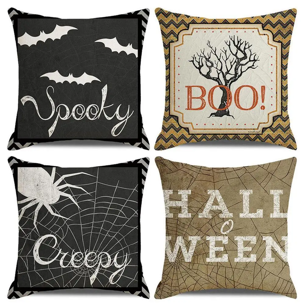 

Vintage Happy Halloween Peach Skin Throw Pillow Covers Cushion Cover Home Decor Pillowcase