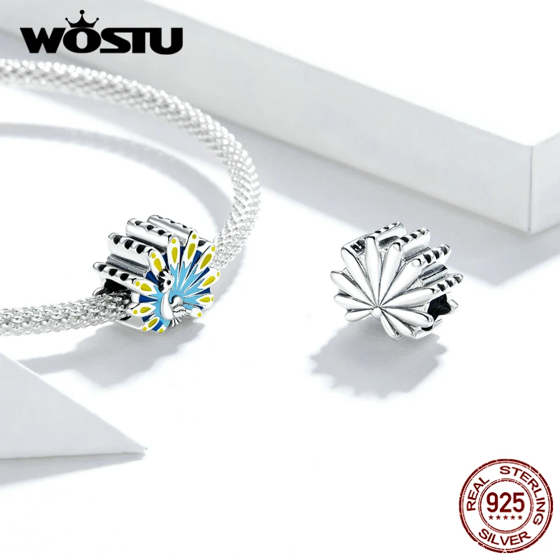 Бусины-шармы женские из серебра 925 пробы с синим павлином | Украшения и аксессуары