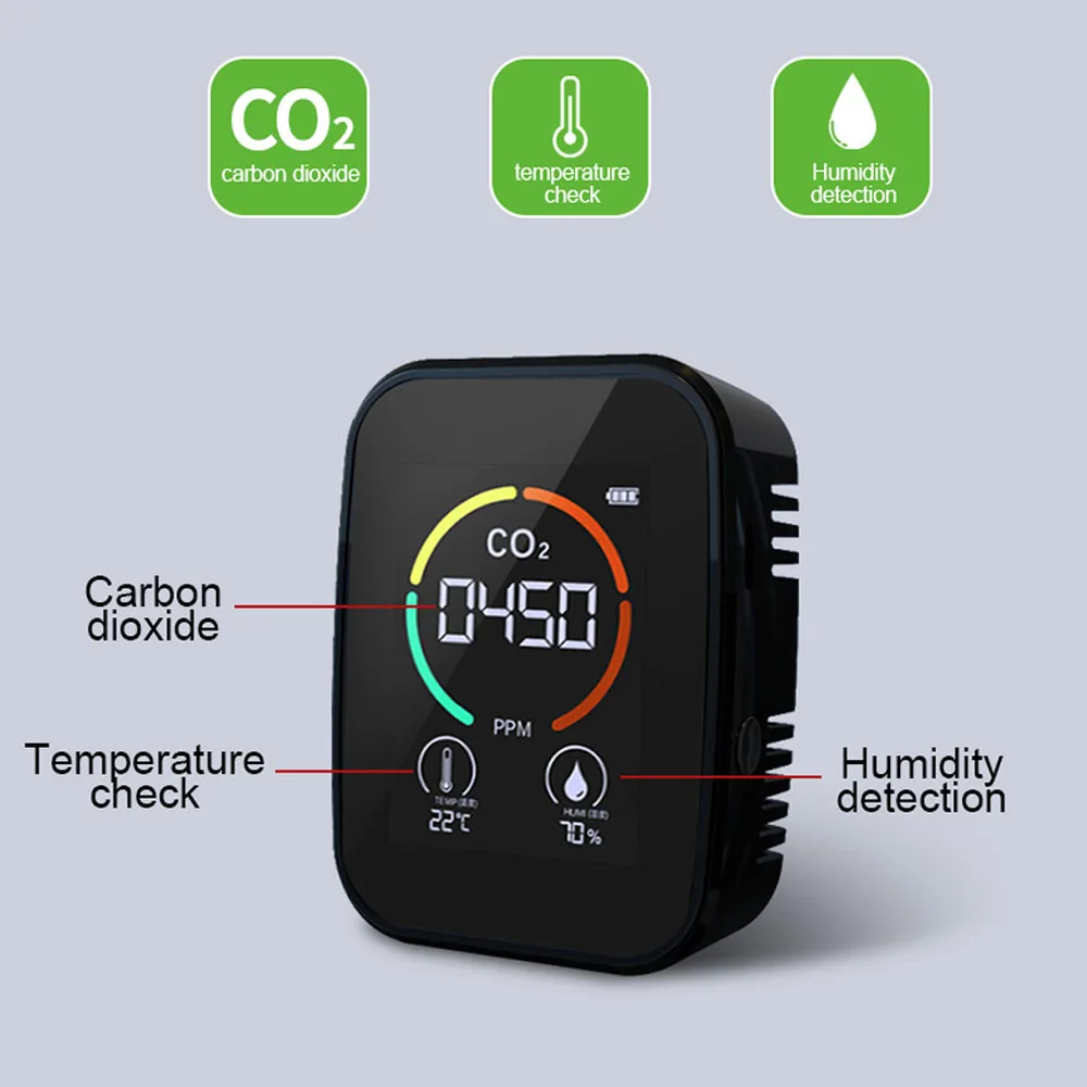 Цифровой измеритель CO2 5 в 1 тестер с цифровым датчиком температуры и влажности