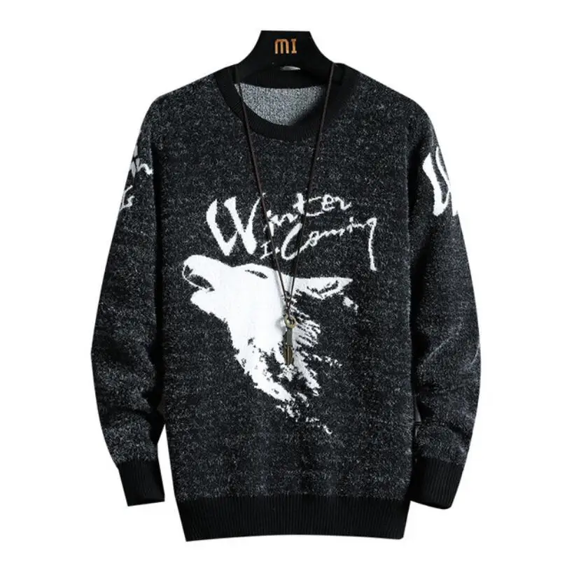

O-neck Knitted Sweater Men Autumn winter Printed animal pattern Knitted pullover Fashion Causal Long Sleeve Male Sweater w1493