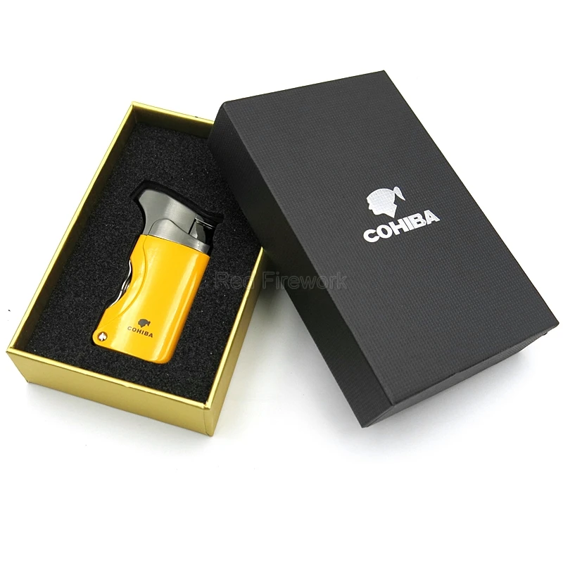 COHIBA многофункциональный ветрозащитный фонарь, зажигалка, струйный газ, многоразовая сигарета, модные зажигалки, встроенные 2 сигары