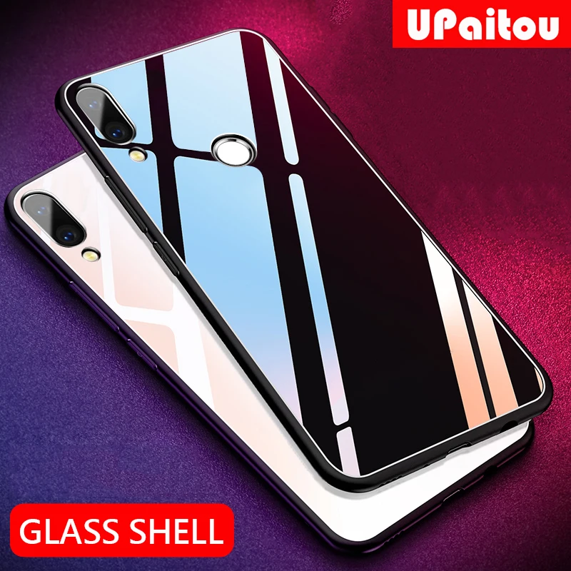 UPaitou Luxury Tempered Glass Case for Huawei Nova 5 5i Pro P Smart Z Plus PSmart 2019 TPU frame Bumper Shockproof |
