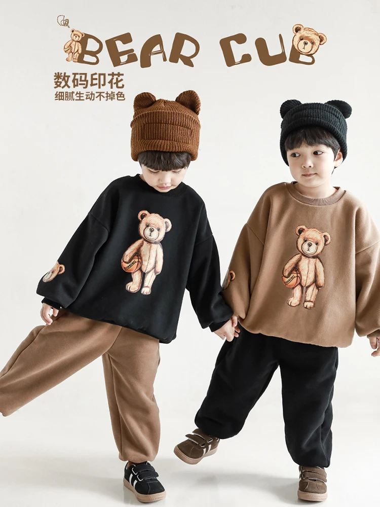 

Детский Повседневный свободный Универсальный Топ с длинным рукавом и рисунком в виде медведя в стиле ретро 2021