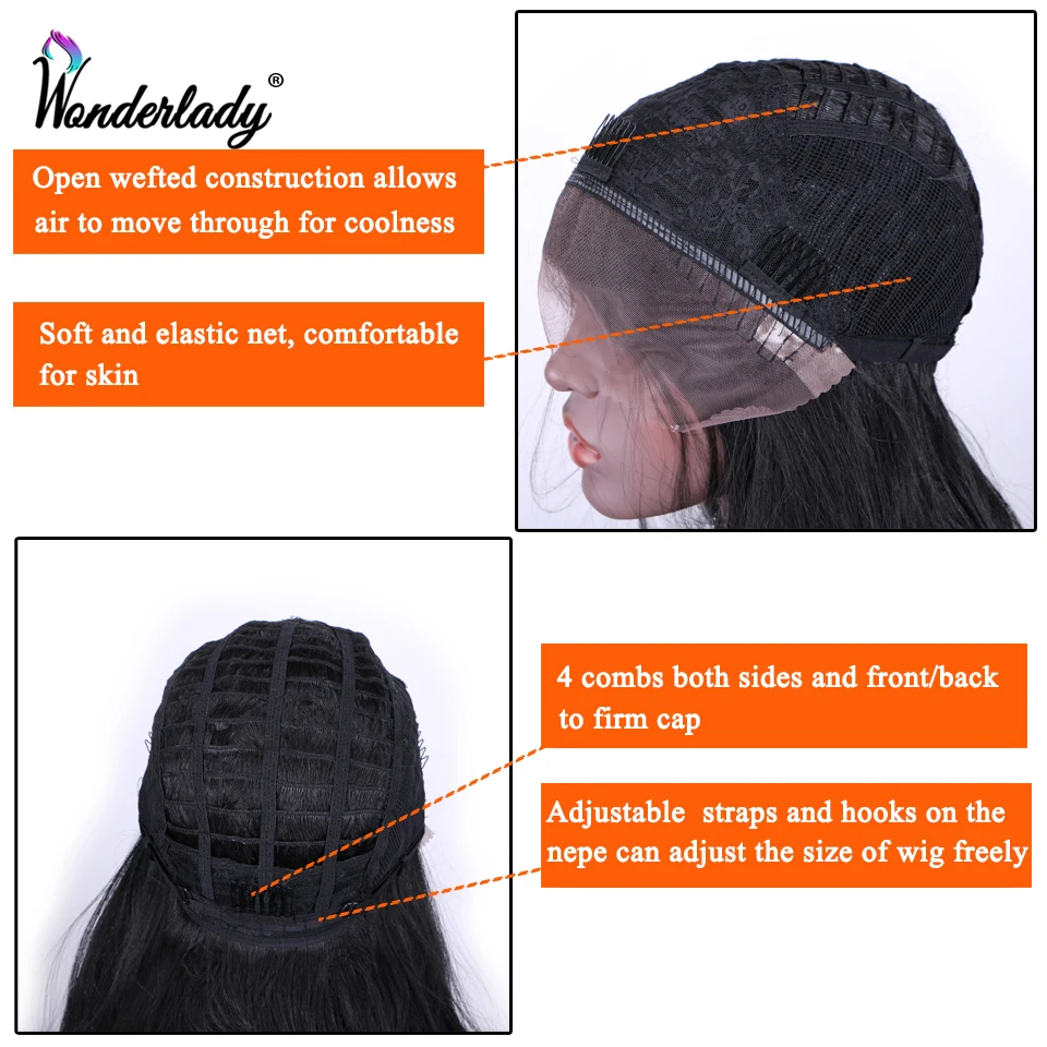WonderLady длинные волнистые натуральные волны 1B # синтетические кружевные парики с