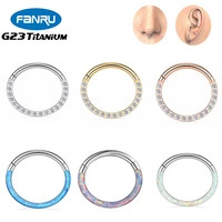 f136 titanium piercing nose rings daith opal hinged zircon clicker conch ring nasal nose septum cartilage body piercing jewelry