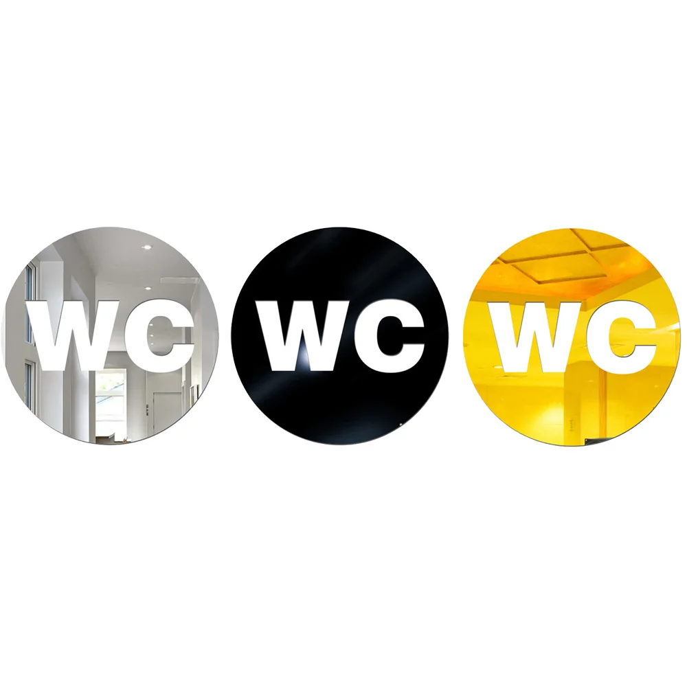 Акриловая 3D Наклейка на стену с зеркалом Настенная для туалета входной знак DIY