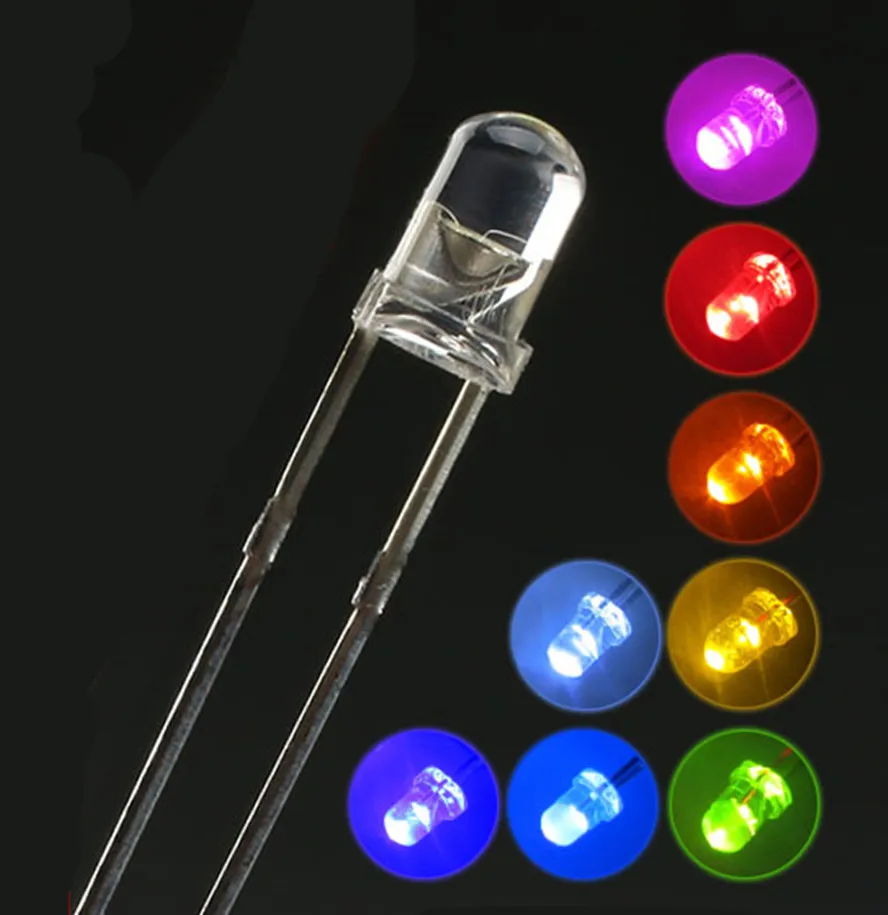 100 шт. 3 мм красный зеленый синий Wihte желтый оранжевый фиолетовый/УФ