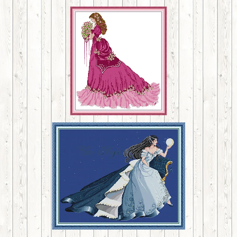 

The Moon Fairy Cross Stitch Kits Wall Home Decor DIY Needlework Crafts Cotton Thread Embroidery Needlework Sets Patterns Kits