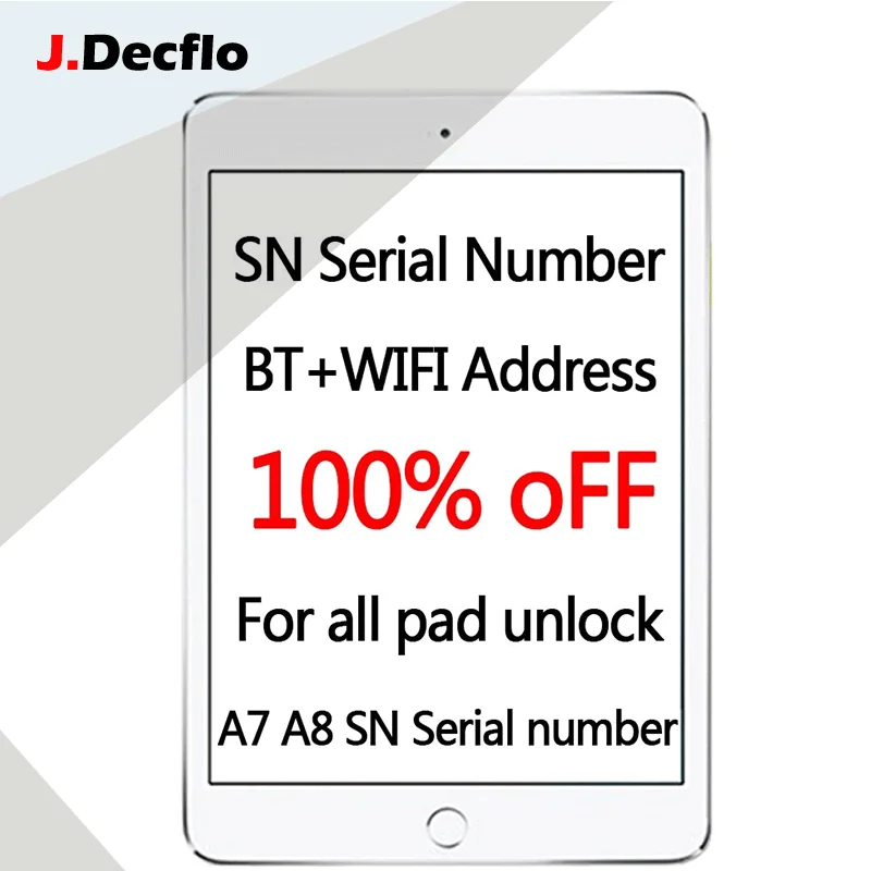 2 шт. серийный номер SN для iPad Air 1 Mini 3 4 2019 2018 Pro10.2 A1474 A6 A7 A8 A9 WiFi BT адрес iCloud