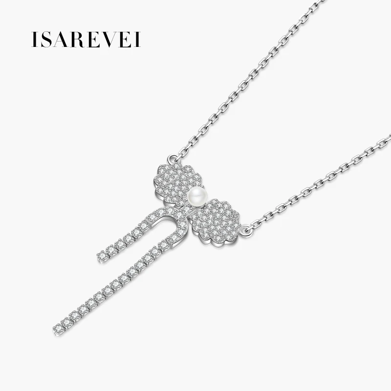 

925 Sterling Silver Tassel Necklace Pixel Charm Zircon Pendant with Pearl Senior Clavicle Chain Women Accessories Jewelry