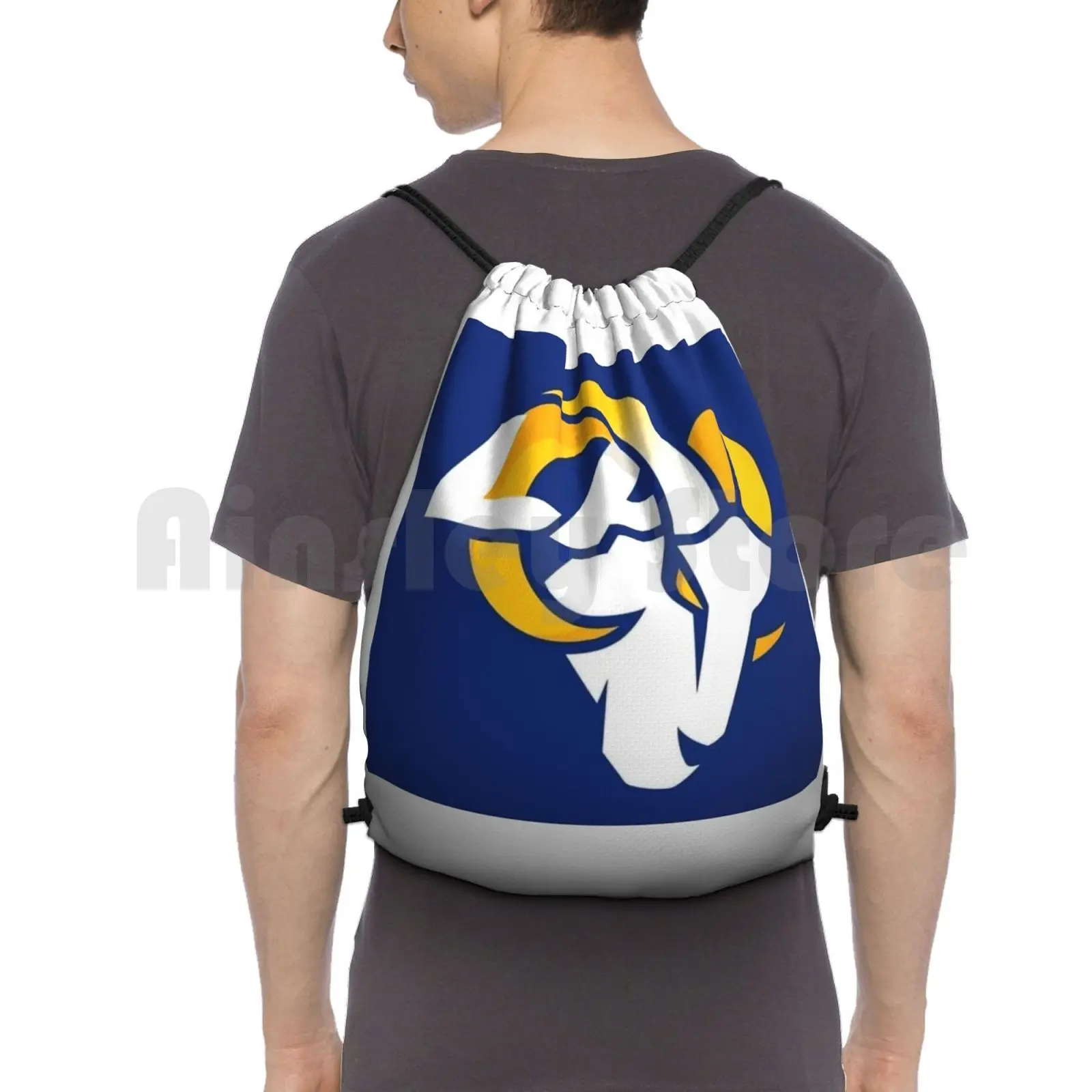 - Vamos! Backpack Drawstring Bags Gym Bag Waterproof Vamos Football Sports La Larams La Rams Losangeles Rams Football