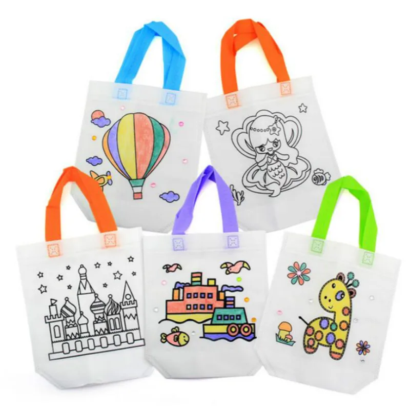 

2pcs/set Antistress Puzzles Educational Toy for Children DIY Eco-friendly Graffiti Bag Kindergarten Hand Painting Materials