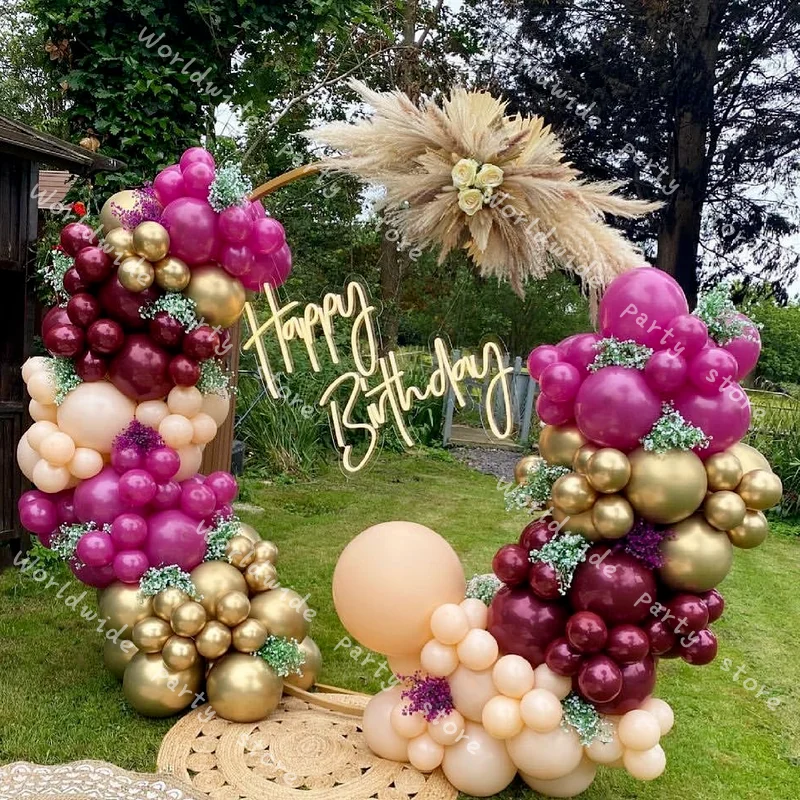 Детский праздник 123 шт. бордовые воздушные шары гирлянда из металлического