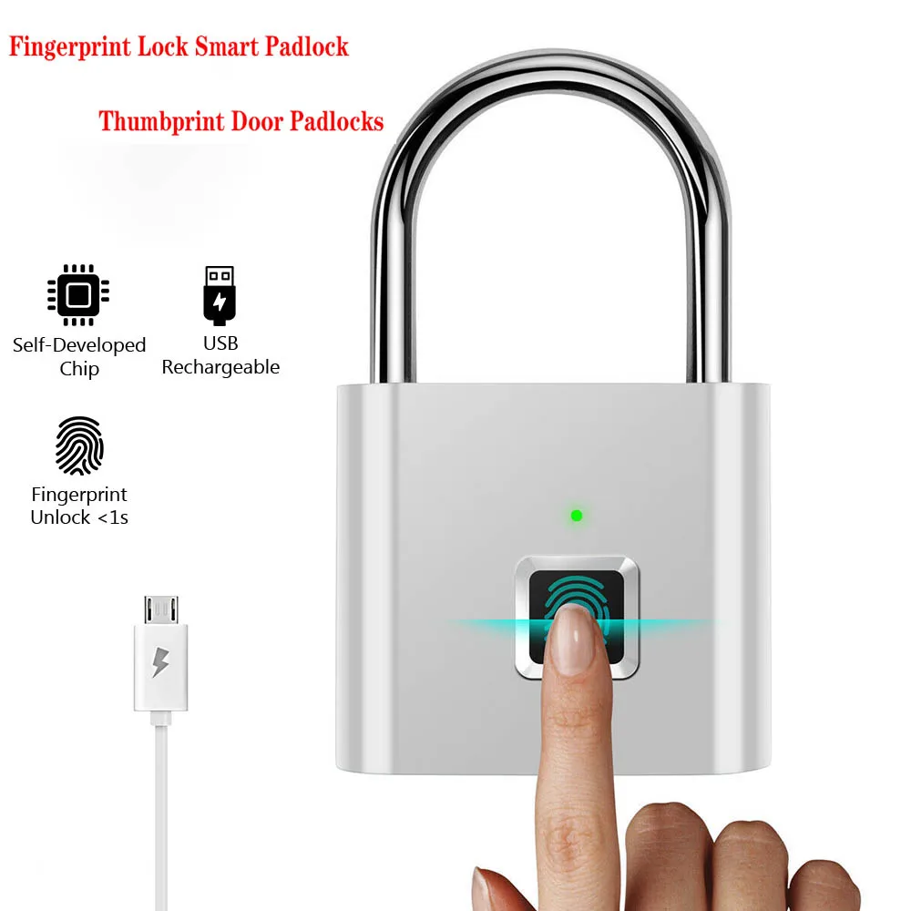 

Smart Lock Door USB Rechargeable Electronic Lock Door Fingerprint Padlock Digital Lock Thumbprint Door Lock For Drawer Suitcase