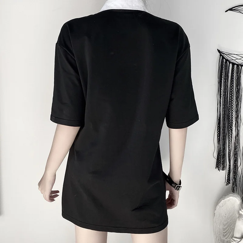 

Helisopus New Dragon Print T-shirt Female Vintage Loose Streetwear Grunge Aesthetic Tops 2021 Women Gothic Black Harajuku Tshirt