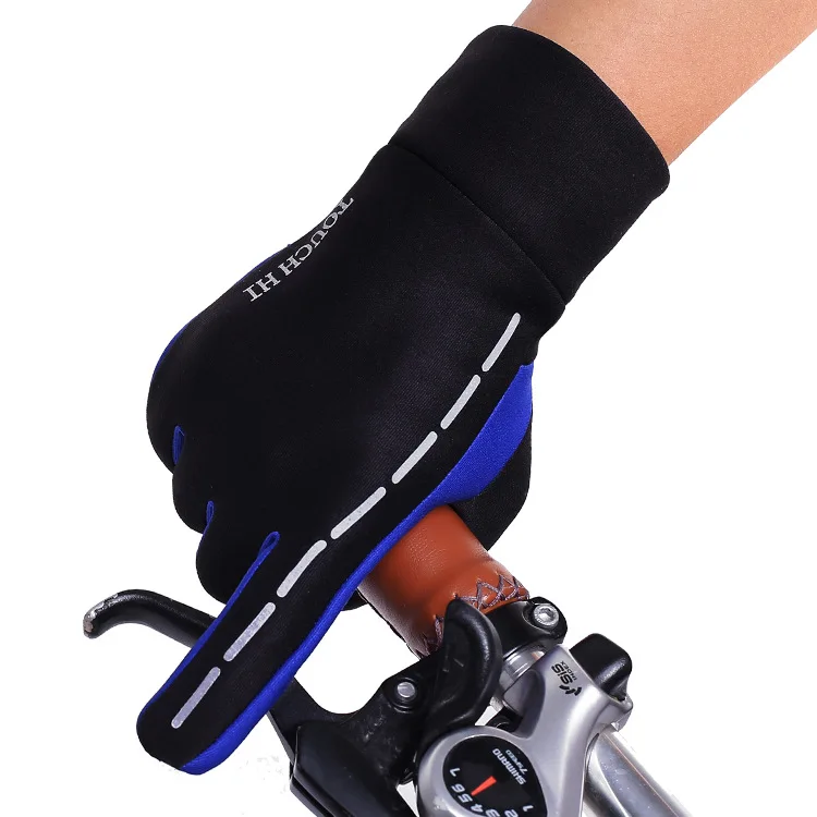 

Outdoor cycling gloves, windproof fleece touch screen to keep warm, reflective gloves for men and women on bicycles