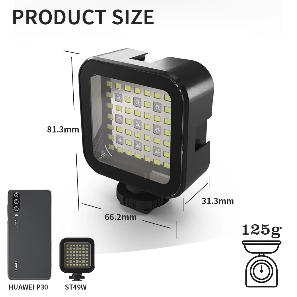 

Seafrogs 3000 LUX IPX8 30M Waterproof LED Camera Phone Fill Light Flash Underwater Diving Photography Lighting Accessory ST-49W