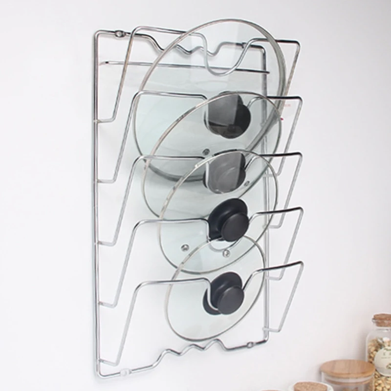 

Multifunction Anti-fall Metal Drying Pan Pot Rack Cover Lid Rest Stand Spoon Holder Kitchen Pan Organizer Cutting Board