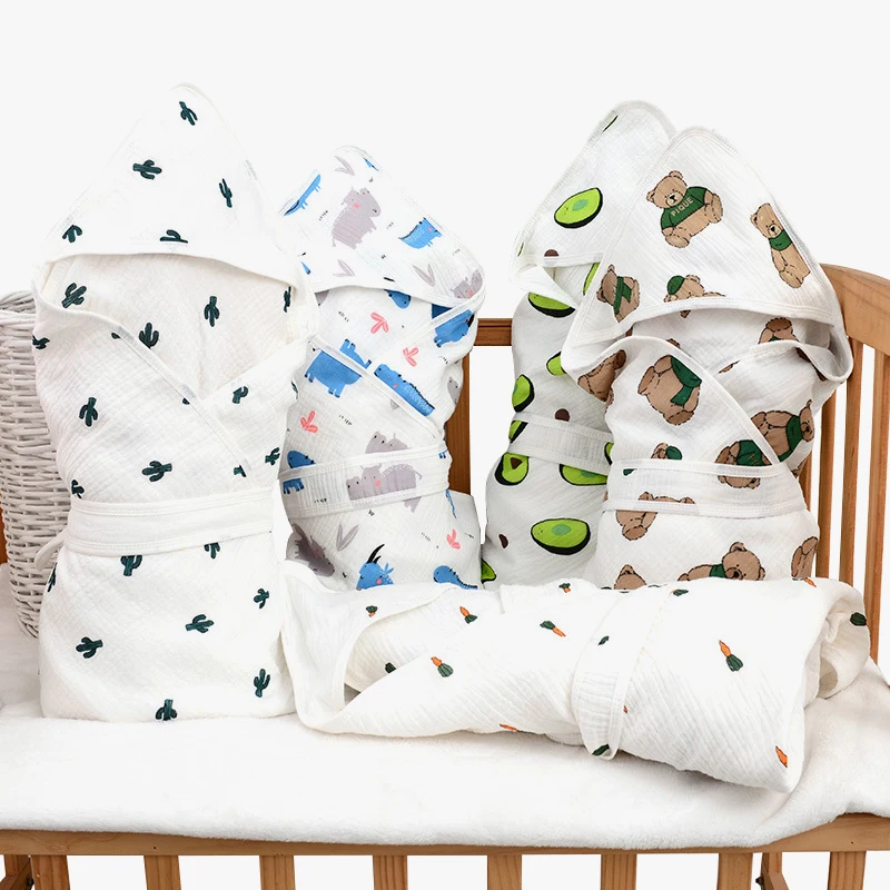 

Pure Cotton Knit Breathable Baby Sleeping Bag Swaddling Cute Cartoon Newborns Envelope Bedding Soft Warm Outdoor Stroller Wrap