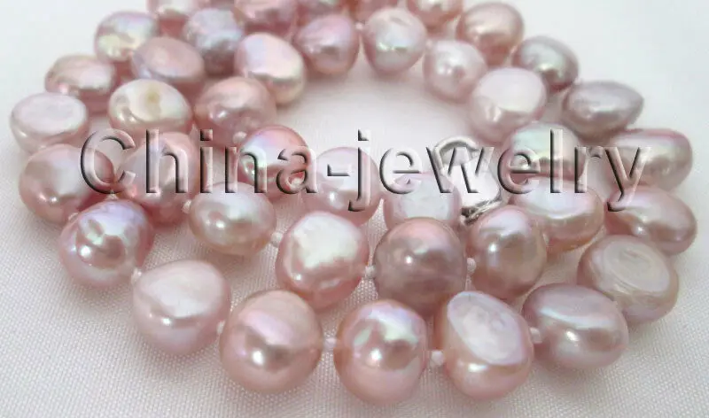 

17" 8-9mm natural purple baroque freshwater pearl necklace - GP clasp