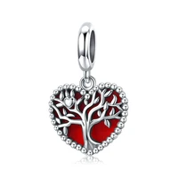 red enamel heart pendant diy fit original pan charms bracelet for women letter family forever life tree beads for jewelry making