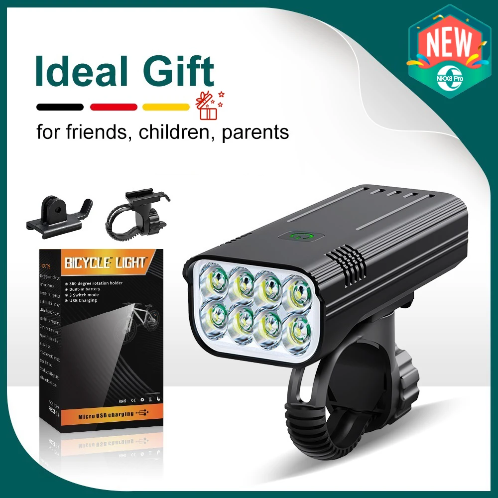 Фсветильник рь налобный велосипедный с 8 светодиодами и зарядкой от USB 10000 мА · ч |
