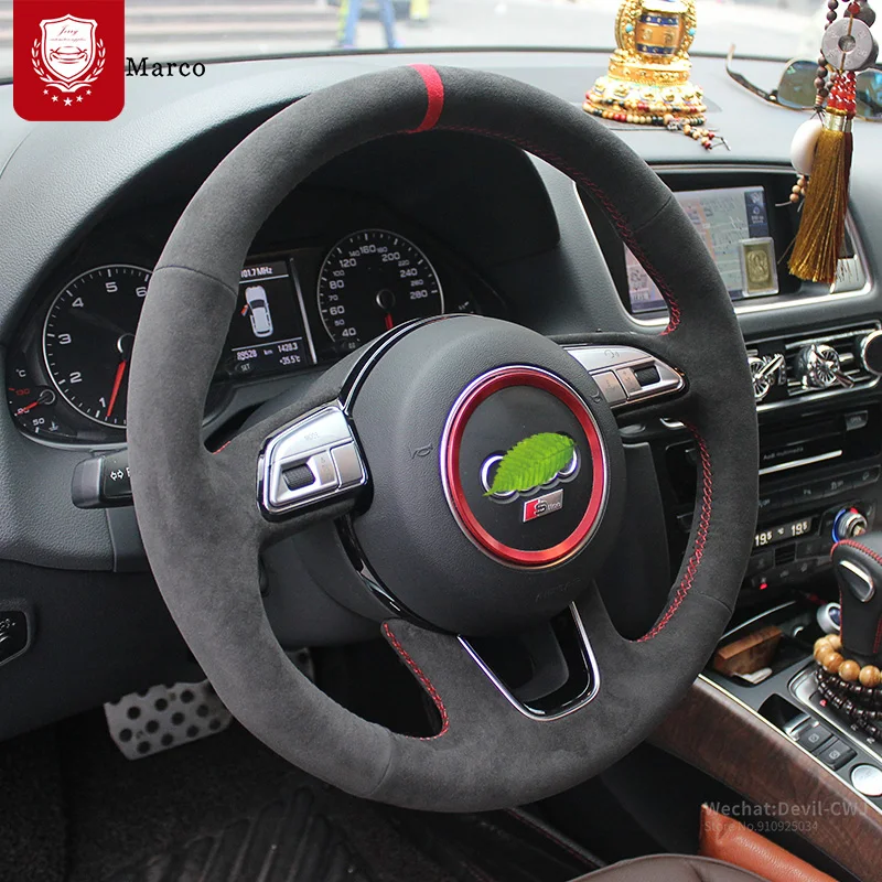

For Audi S3 S5 S7 A5 A5 A7 S6 Audi TT R8 Q3 Q5 Q6 Q7 Auto Alcantara Suede Steering Wheel Cover Grip Interior Car Accessories