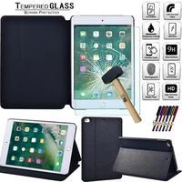 solid color case for apple ipad mini 1 2 3ipad mini 4 5 leather stand cover case flip soft tablet case tablet tempered glass