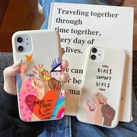 feminist feminism aesthetics girl power phone case soft solid color for iphone 11 12 13 mini pro xs max 8 7 6 6s plus x xr