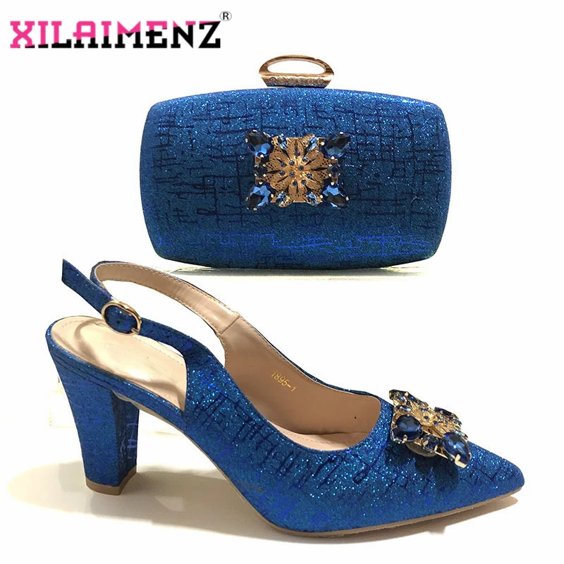 Лидер продаж обувь и сумка в африканском стиле Королевского синего цвета