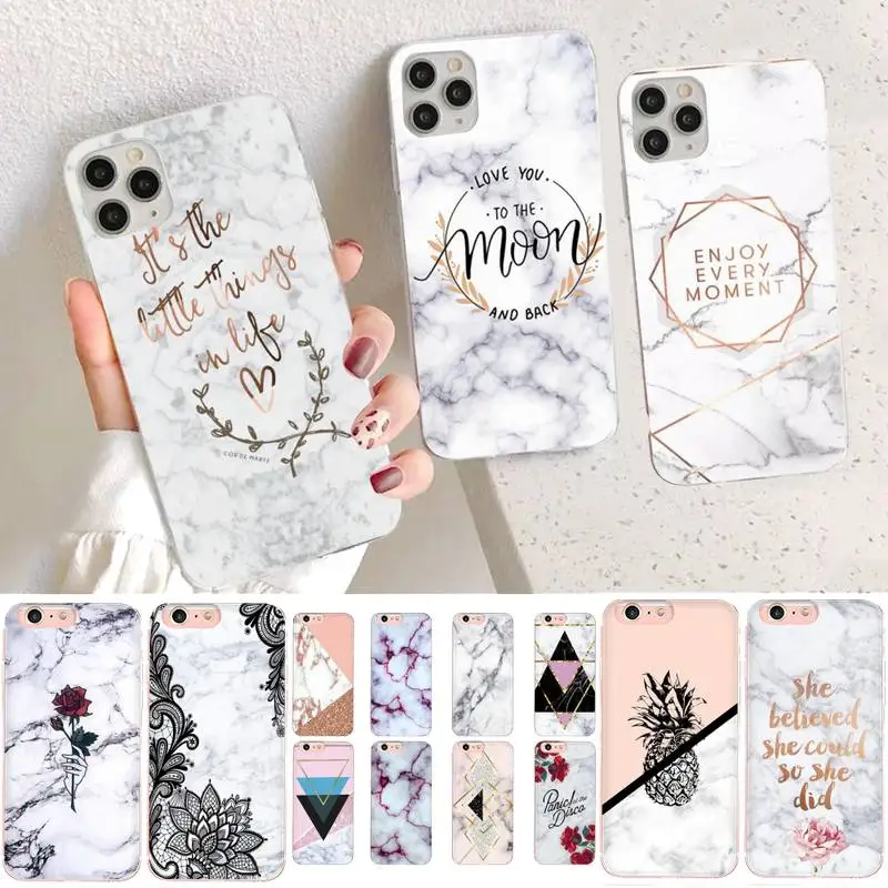 

YNDFCNB Marble Flower Phone Case for iphone 13 11 12 pro XS MAX 8 7 6 6S Plus X 5S SE 2020 XR case