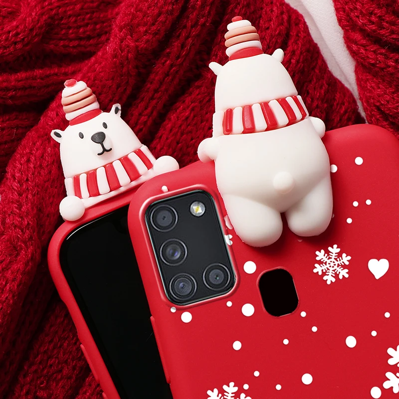 For Samsung Galaxy A21S Case Cartoon Christmas Doll Silicone TPU Back Cover A 21 a21s S New Year Couqe Fundas Bumper |