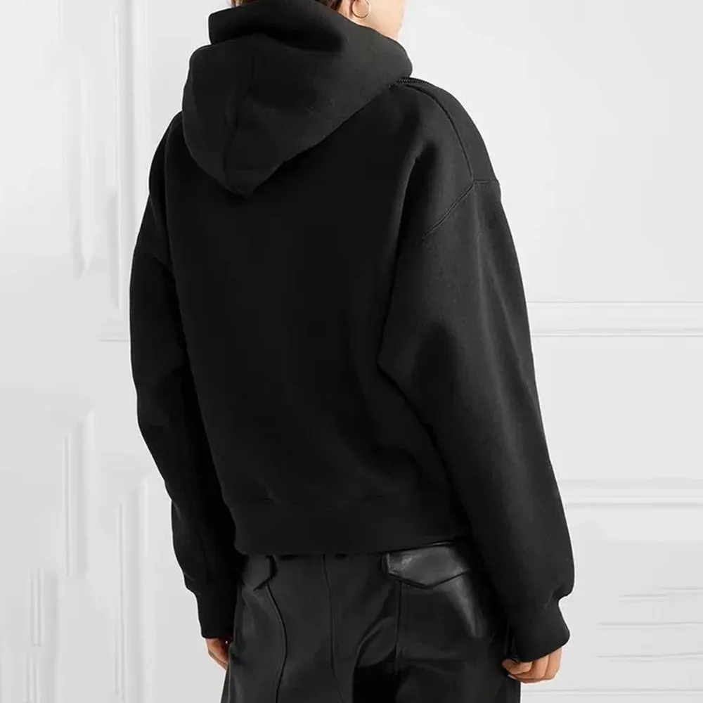 

Autumn Winter Sexy Off-shoulder Solid Hooded Sweatshirt Women Casual Oversized Personality Trendy Plus Velvet Zipper Hoodie