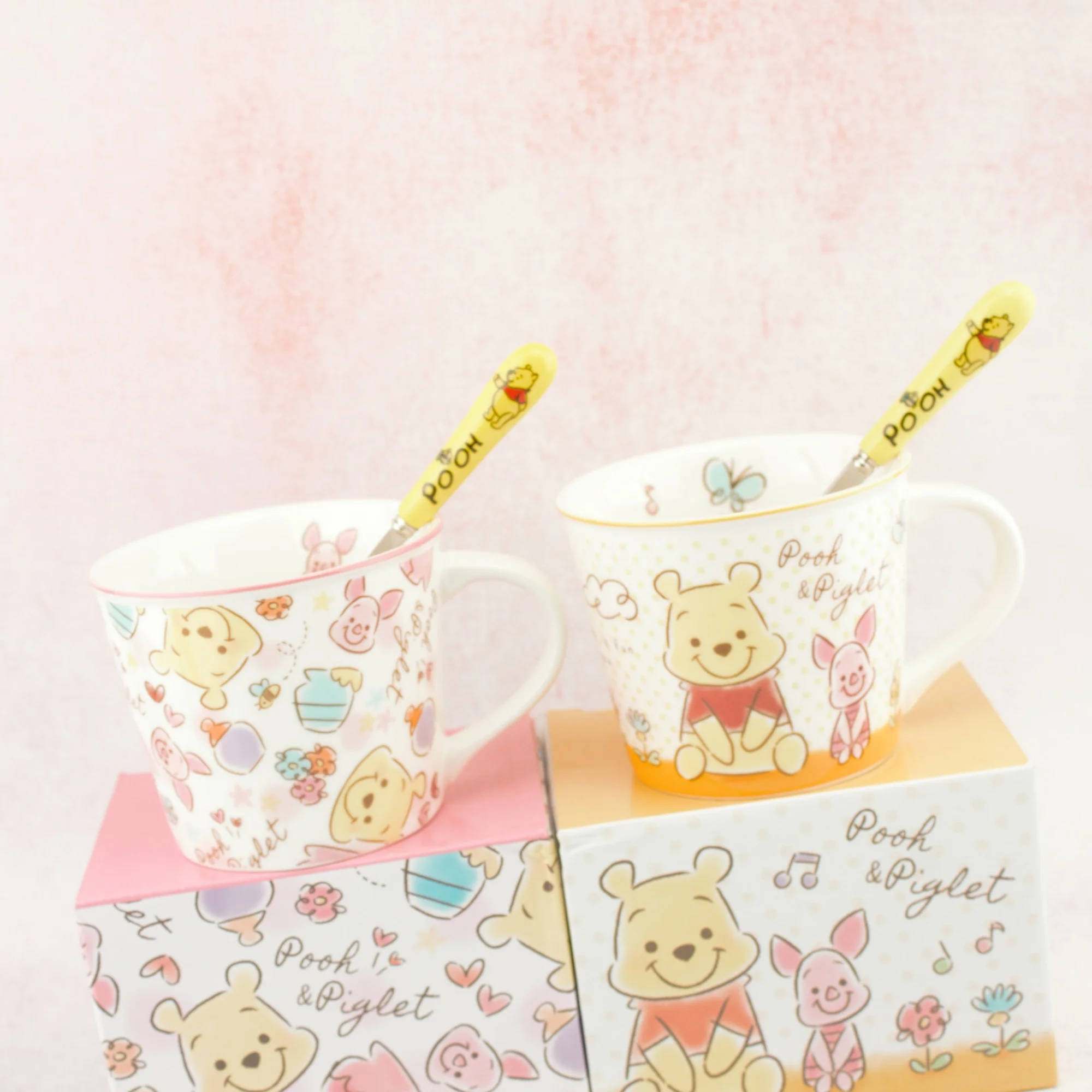 Taza de cer&aacute;mica de personajes de dibujos animados de Disney, Winnie the Pooh, Taza de cer&aacute;mica creativa, taza de agua de boca grande para pareja-3