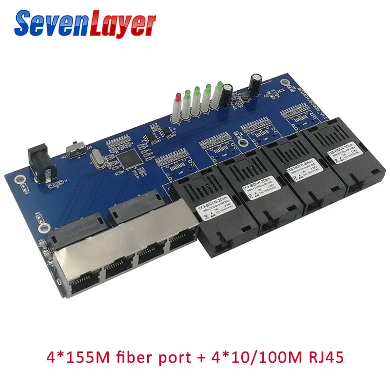 Коммутатор Ethernet 4 RJ45 SC оптический медиаконвертер одномодовый оптоволоконный
