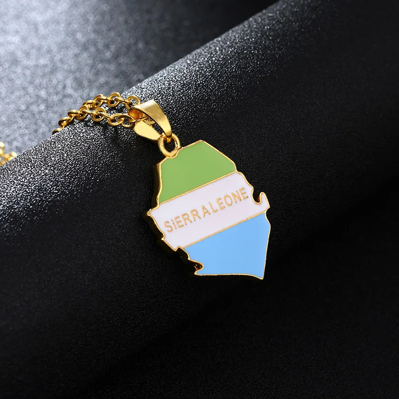 Ожерелье с картой из шри-Леоны для женщин и мужчин подвеска золотого цвета