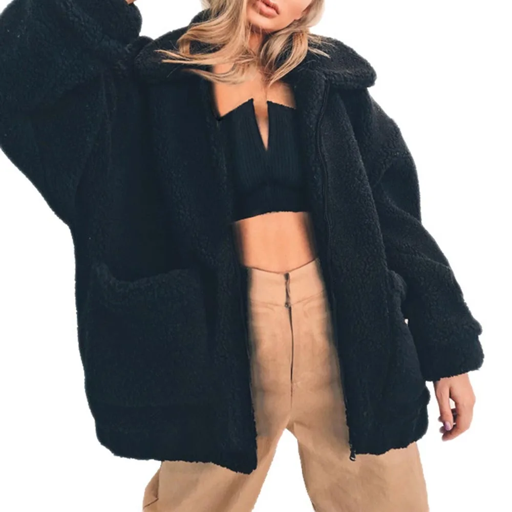 Короткое плюшевое пальто для женщин на осень и зиму модная однотонная пушистая
