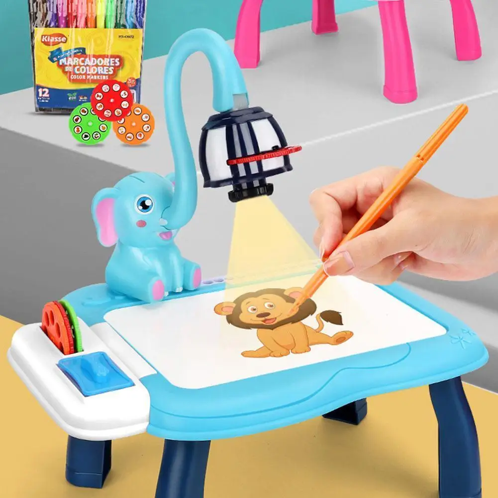 

Children Led Projector Art Drawing Table Toys Kids Painting Board Desk Arts Crafts Educational Learning Paint Tools Toy For T9m1