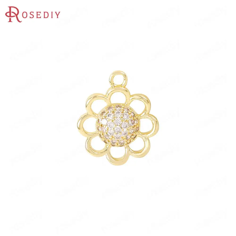 

4 шт., латунные подвески с фианитами, 11,5x11,5 мм